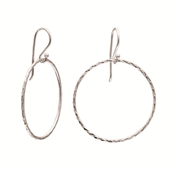 5550. Taste of Art - Silver Hanging Hoop Earrings