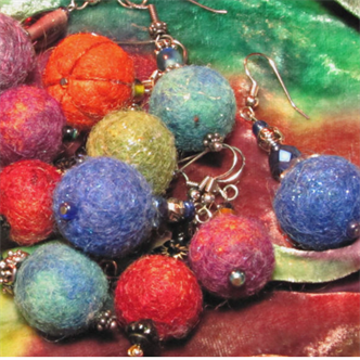4450. Taste of Art - Textiles - Wool Bead Earrings