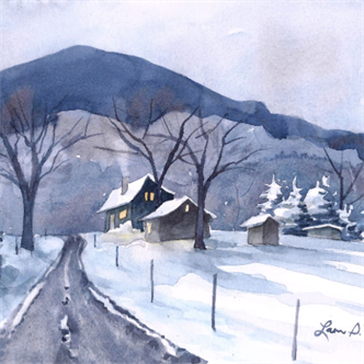 4040. Online: Winter Watercolor Landscape with Laura Poss