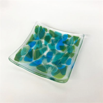 5650. Taste of Art - Fused & Slumped Glass - Spring-Theme Bowl
