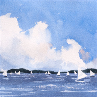 4043. ONLINE Watercolor Class: Painting Water with Clouds & Reflections