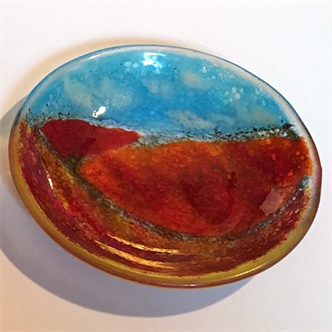5650. Taste of Art - Fused & Slumped Autumn-Themed Glass Bowl