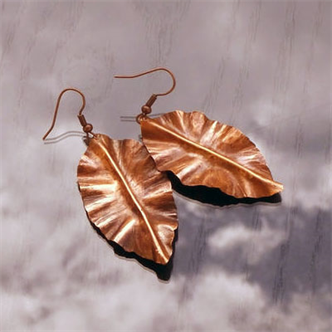 5550. Taste of Art - Jewelry - Fold-Formed Copper Leaf Earrings