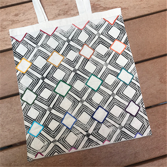 3051. Block Printed and Embroidered Tote