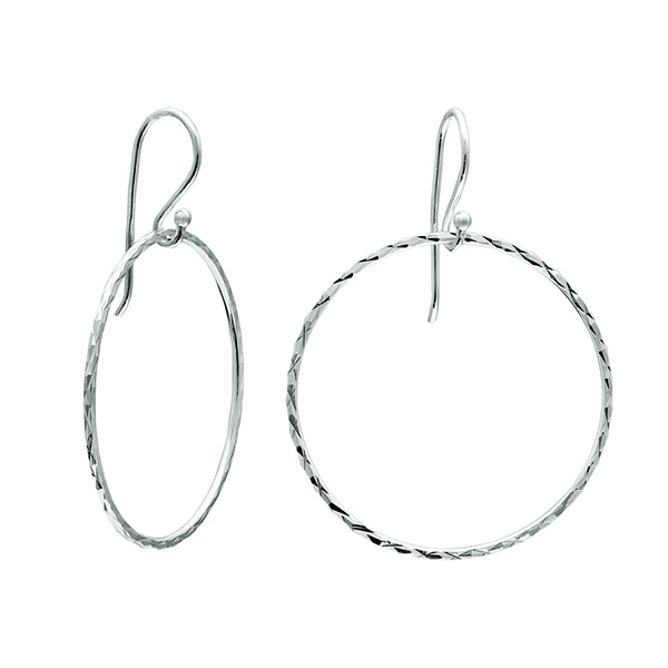 Class Image Taste of Art - Silver Hanging Hoop Earrings