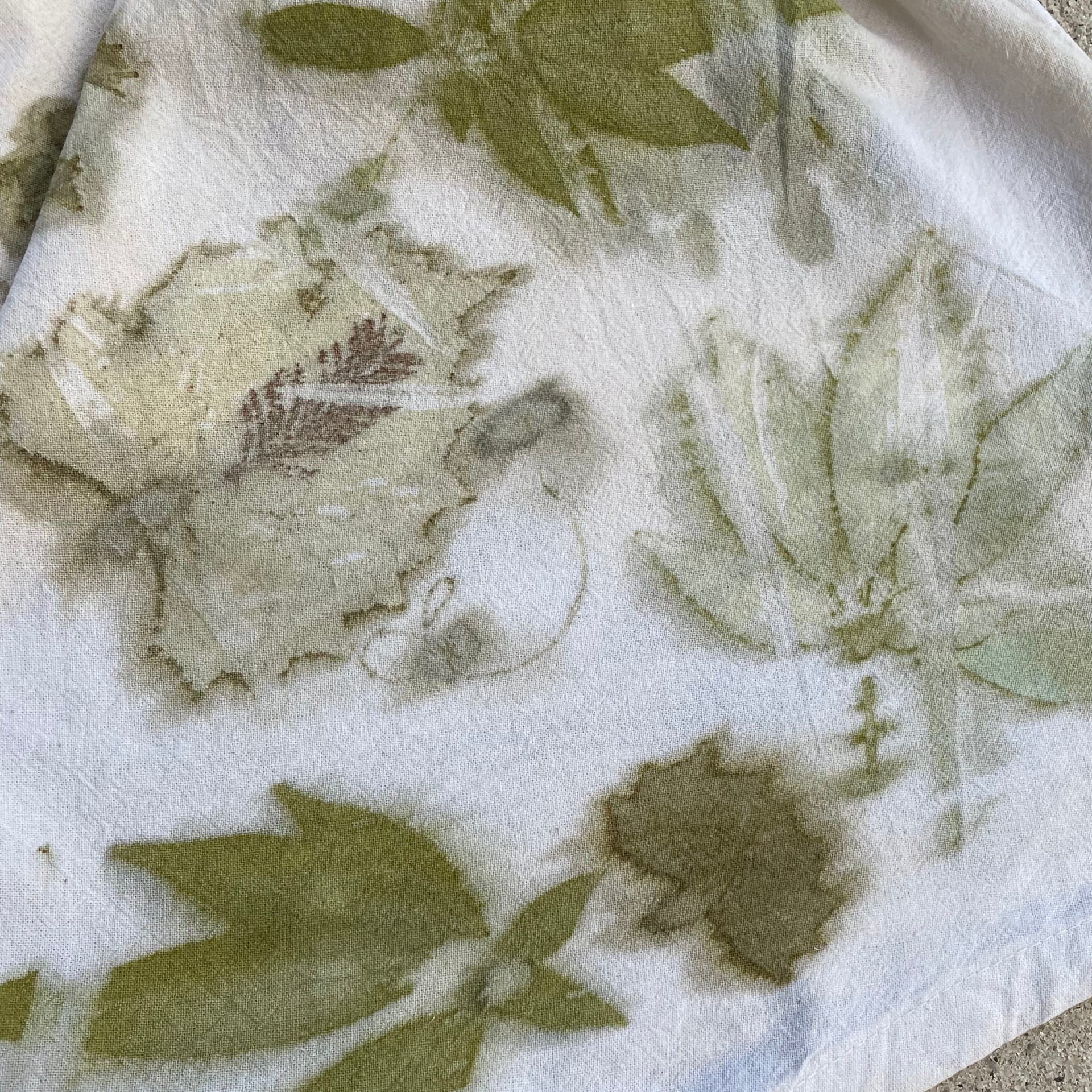 Class Image Eco-Printing:  Pressed Leaves on Bandana